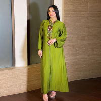 ผู้หญิงมุสลิม abaya แฟชั่นสีเขียวหรูหรา handmade beaded พู่ Robe ผู้หญิงสวมใส่พรหม vestidos ชุด longuette