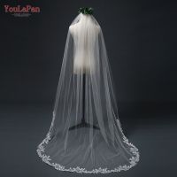 YouLaPan V47 Chapel Length Wedding Veils with Lace Applique Handmade Luxury Women Wedding Veil White/Ivory Long  Bridal Veil Hair Accessories