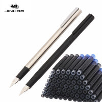 Jinhao 65 สีดำเงินสี Office Fountain ปากกานักเรียนเครื่องเขียนโรงเรียนหมึกปากกา--hang yu trade