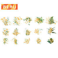 BEAU 30ชิ้นแพ็คสติ๊กเกอร์ตกแต่งสีน้ำพืชดอกไม้ปลอมเก็บสติ๊กเกอร์พีวีซีใสสำหรับไดอารี่อัลบั้มดีไอไว