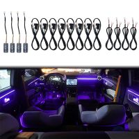 64 Color 12V Car Interior RGB Lights LED Strips Ambient Lamps Acrylic Fiber Optic Door Dashboard Foot Decorative Smart Bluetooth