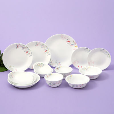 Corelle Monteverde San Jose ชามและจานเซรามิก 14 ชิ้น อาหารเย็น เครื่องล้างจาน ตู้เซฟ