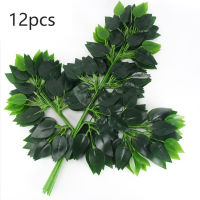 【cw】12pcs Artificia Plants Home Decoration Ficus Leaves Silk Tree Real Touch Fake Flower Wedding Party Garden Desk Decor Accessories ！