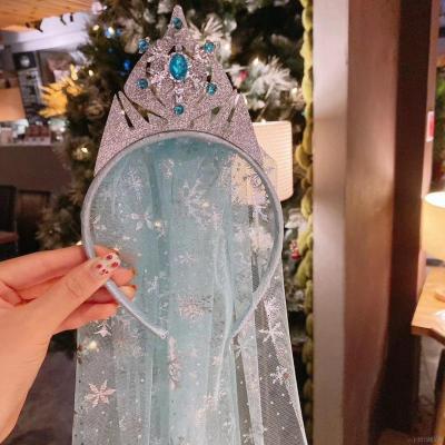 Baby Cute Girls Snowflake Embroidery Crown Bow Knot Design With Mesh Head Band Kids Frozen Princess Headdress Party Gift