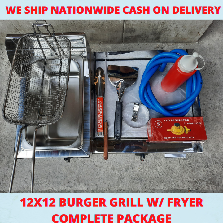 2 in 1 burger grill with deep fryer complete package 12x12 Lazada PH