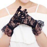 ผู้หญิงสาวฤดูร้อน UV-Proof ถุงมือขับรถตาข่าย Fishnet ลูกไม้สีทึบ Full Finger Mittens สำหรับงานแต่งงาน Opera Party