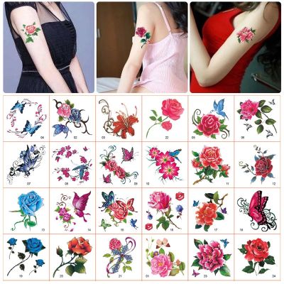 66Pcs/Set Sexy Rose Flower Temporary Tattoo Hot Small Cute Star Tattoo Sticker Love Women Body Finger Art Waterproof Stickers