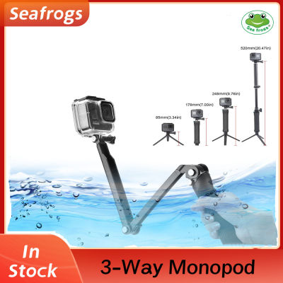 Seafrogs 3 Way Grip กันน้ำ Monopod Selfie Stick ขาตั้งกล้องแบบยืดหยุ่นสำหรับ GoPro Hero 10 9 8 7 6 5 4 Yi SJCAM EKEN DJI OSMO Go Pro อุปกรณ์เสริม