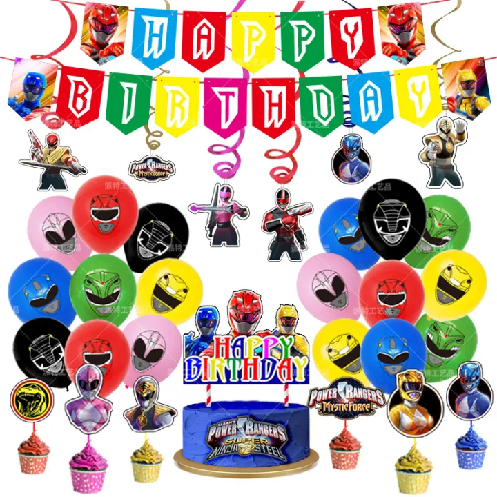 Toystory 50pcs Set Power Rangers Theme Balloon For Happy Birthday Party Decoration Toys Girls Boys Cartoon Balloons With Banner Cake Topper Kids Supplies Home Decor Gift Lazada - Power Rangers Home Decor