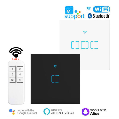 EWelink Smart Life Light Switch WiFi Touch Sensor Smart Switch Remote Control No Neutral Wire 220V For Alexa Google Home Power Points  Switches Savers