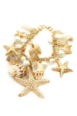 Ocean Style Starfish Sea Star Conch Shell Chain Bracelet