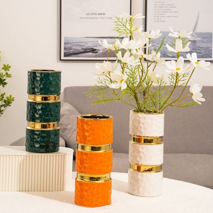 double-gold-line-light-luxury-ceramic-vase-flower-arrangement-home-plating-gilt-decorative-living-room-flower-ware