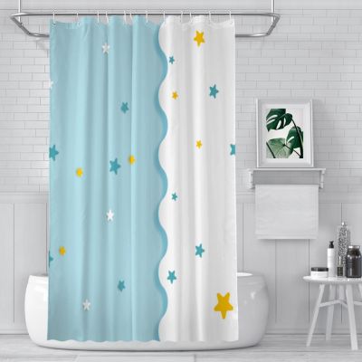 Sky Blue Ice Cream Star Bathroom Shower Curtains Pattern Texture Painting Waterproof Partition Curtain Home Decor Accessories