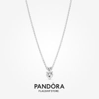 Official Store Pandora Double Heart Pendant Sparkling Collier Necklace