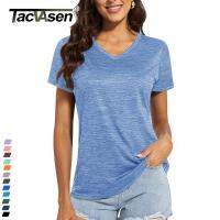 TACVASEN Moisture Wicking V Neck T-shirts Summer Quick Dry Shirts Womens Workout T-shirts Athlete Tops Lightweight Casual Tee