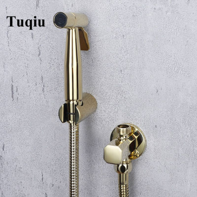 Tuqiu Hand Held Bidet Sprayer Douche Toilet Kit Rose Gold Brass Shattaf Shower Head Copper Valve Set Jet Bidet Faucet Set