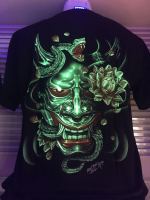 Rock chang T-shirt  HDลายซามูไร เสื้อยืด(เรืองแสง)ผู้ชาย(ไซส์ยุโรป)ลายหน้า-หลัง