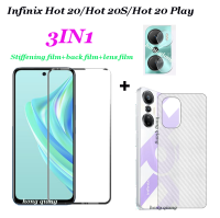 3IN1สำหรับ Infinix Hot 20 20S 20 Play 11S/11S NFC Hot 12i 12 12Play Hot 10i Hot 10 Play Hot 11Play Hot 10S Frameless ฟิล์มกระจกนิรภัย + ฟิล์มเลนส์กล้อง + ฟิล์มด้านหลังคาร์บอนไฟเบอร์