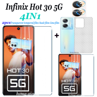 4in1สำหรับ Infinix Hot 30 5G Infinix Hot 30i 30 Play Nfc พร้อมฟิล์มแก้วนิรภัยโปร่งใส2หน้าจอ + ฟิล์มด้านหลัง + ฟิล์มเลนส์