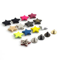 10pcs โลหะดาว Rivets พร้อมสกรู Punk Screwback Studs สีเพิ่มเติมกระเป๋าเสื้อผ้ารองเท้าหมวกเข็มขัดหนัง DIY Decor-Shief