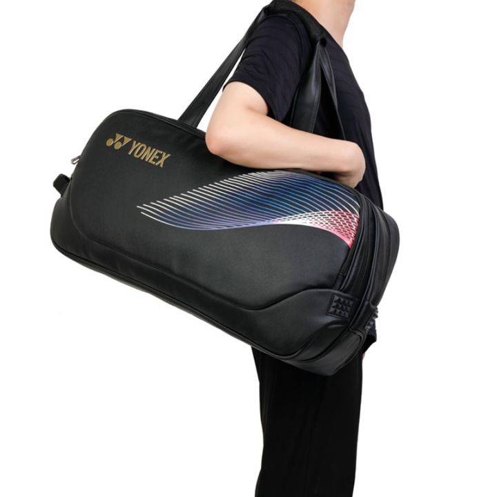 กระเป๋าแบดมินตัน2022-yonex-สำหรับกันน้ำผู้ชายหนังนิ่มกระเป๋ากีฬาไม้แบดมินตัน6ชิ้นพร้อมช่องใส่รองเท้า
