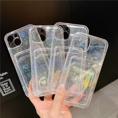 「Enjoy electronic」 Laser Love TPU Case for OPPO Reno 5 Lite A94 4G Card Slot Transparent Gradient Phone Cover For Realme C3 5 5S 5i 6i C11 C20 Capa