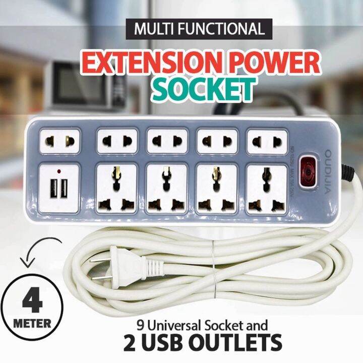 MakeItHome Heavy Duty Extension Cord with USB Port Hub, Universal