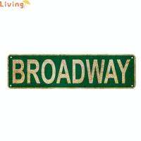 LANZEONT สีเขียวอ่อน ลาย broadway Street Sign การตกแต่งผนัง แผ่นเหล็กชุบดีบุก ภาพวาดติดผนังย้อนยุคทำจากดีบุก เรโทร 164นิ้วค่ะ ภาพวาดดีบุกตกแต่งบ้าน บาร์บาร์บาร์