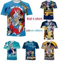 2023 NEW2022มาใหม่บักกระต่าย Looney Tunes การ์ตูนเด็ก3D พิมพ์เสื้อยืดแขนสั้นลำลองรอบคอเด็กเสื้อยืด