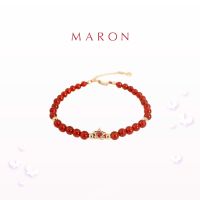 MARON - สร้อยข้อมือ (โซ่เงิน) X อัญมณีมงคล เสริมดวงประจำวัน | My Lucky Stars Chain Bracelet with Carnelian &amp; Orange Sapphire เงินแท้ พลอยแท้ ชุบทองเบจ Beige Gold [พร้อมส่ง]