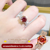 Geegobuy ไข่นกพิราบ 3 กะรัตเลียนแบบ moissanite แหวนเพชรเต็มสามแถว เรียบง่ายและสง่างาม