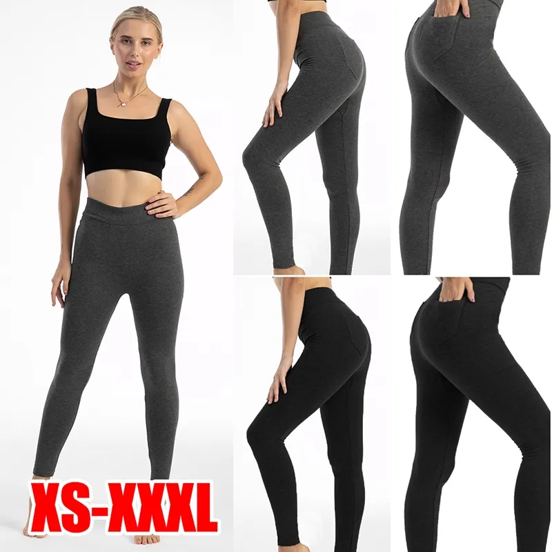 Solid Color Sports Leggings Women High Waisted Tummy Control