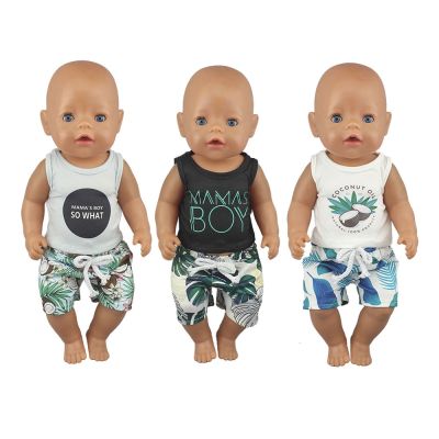 2023 Summer Beach Suit Wear For 43cm Born Baby Doll 17 Inch Reborn Babies Dolls Clothes