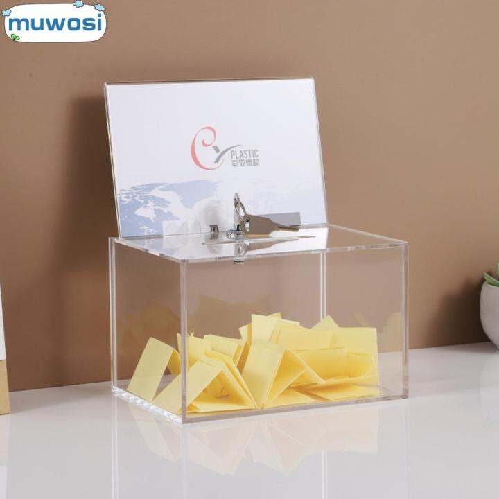 QINXUXU Transparent Donation Box Acrylic With Lock Raffle Ticket Box ...