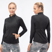 Women Sports Jacket Slim Fit Long Sleeved Fitness Shirts Yoga Crop Tops Zip Running Coat Quick Dry Workout Sweatshirts Gym Wear