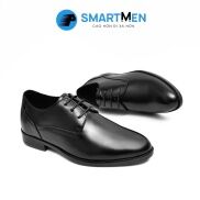 Giày Công sở tăng chiều cao da bò thật SMARTMEN GD3-02 Đen