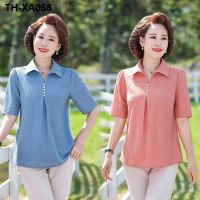 Middle-aged mother summer dress short-sleeved T-shirt chiffon shirt 2023 new foreign style 40-50 year old mother dress middle-aged and elderly women