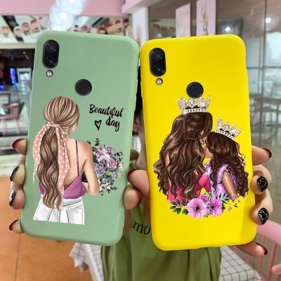☏▨✐ Candy Silicone Soft Cover For Xiaomi Redmi Note 6 7 Case Fashion Mother And Daughter Back Cover For Redmi Note 6 7 Pro Bumper