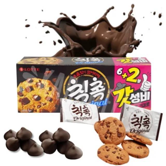 ขนมคุ้กกี้เกาหลี-chic-choc-original-brand-lotte-120g-คุ๊กกี้ช็อคโกแลตชิพ