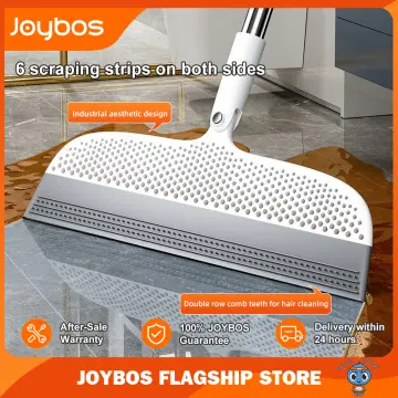 JOYBOS Floor Scrub Brush 2 In 1 Garage Bathroom Wiper Stiff Bristle Window  Squeegee Magic Broom