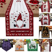 【LZ】◙☸☽  Halloween Style Table Runner Christmas Printing Tables Flag Durable Wedding Kitchen Tables Decor And Accessories For The Table