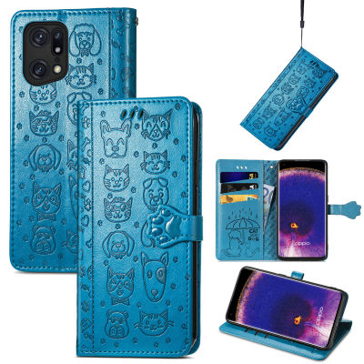 OPPO Find 5 Pro Case กระเป๋าสตางค์ลายนูนการ์ตูน PU Leather Case Casing OPPO FindX5Pro Flip Phone Back Cover