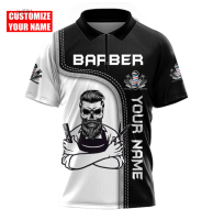 Shop Summer 2023 Barber 3D Full Printed Polo Shirt Personalized Name 3D Polo Shirt style13 high-quality