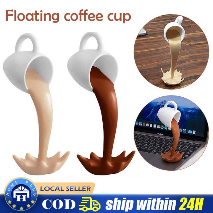 Resin Statues Floating Coffee Cup Art Sculpture