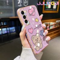 Jjlingji เคสสำหรับ Samsung Galaxy S21 Plus S21อัลตร้าเคสลายหมีฟุตบอลน่ารักแบบใหม่เคสกรอบซิลิโคนโปร่งใสกันกระแทกเคสมือถือรวมฝาครอบป้องกันเลนส์กล้องถ่ายรูปทั้งหมด