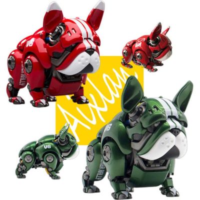 ZZOOI HWJ RAMBLER Mechanical Bulldog Red Green Robot Dog Action Figure Collection Movable Metallic Texture Trendy Ornaments Toys