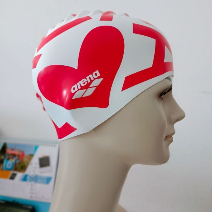 ได้-arena-group-na-หมวกพิมพ์ลายแฟชั่นสำหรับท่านชายหญิงซิลิโคนกันน้ำและสบาย-ins-หมวกว่ายน้ำไม่ลม