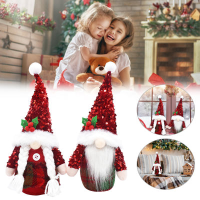 Rebrol【จัดส่งฟรี】 ตกแต่งคริสต์มาส Gnome Plush Faceless ตุ๊กตาเลื่อมหมวก Elf Merry Christmas ของขวัญตกแต่งบ้านปีใหม่ Xmas Ornaments