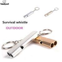 Studyset IN stock Double-frequency Alloy Aluminum Emergency Survival Whistle Outdoor Tool Keychain