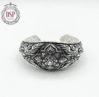 DSP กำไลท้องปลิงลายศรีอยุธยา เงินแท้ 92.5% : Sri - Ayudhaya 925 Sterling Back Smoked Silver Bangle [GSPC0081W]